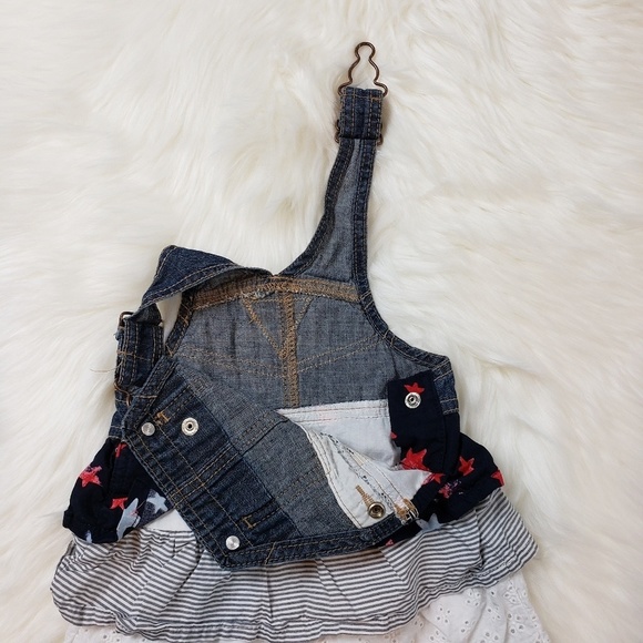 OshKosh Overalls Denim Dress Star Girls Vestbak 9M - Picture 6 of 8